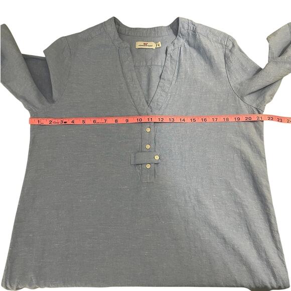 Vineyard Vines Linen Blend Button Front Midi Cover-Up Dress Blue Size Medium - Picture 10 of 12